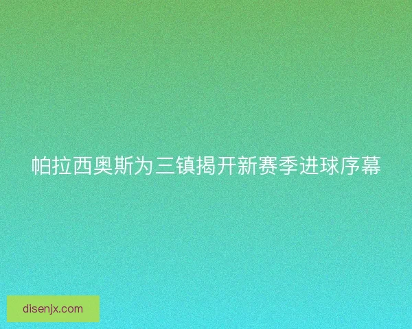 帕拉西奥斯为三镇揭开新赛季进球序幕